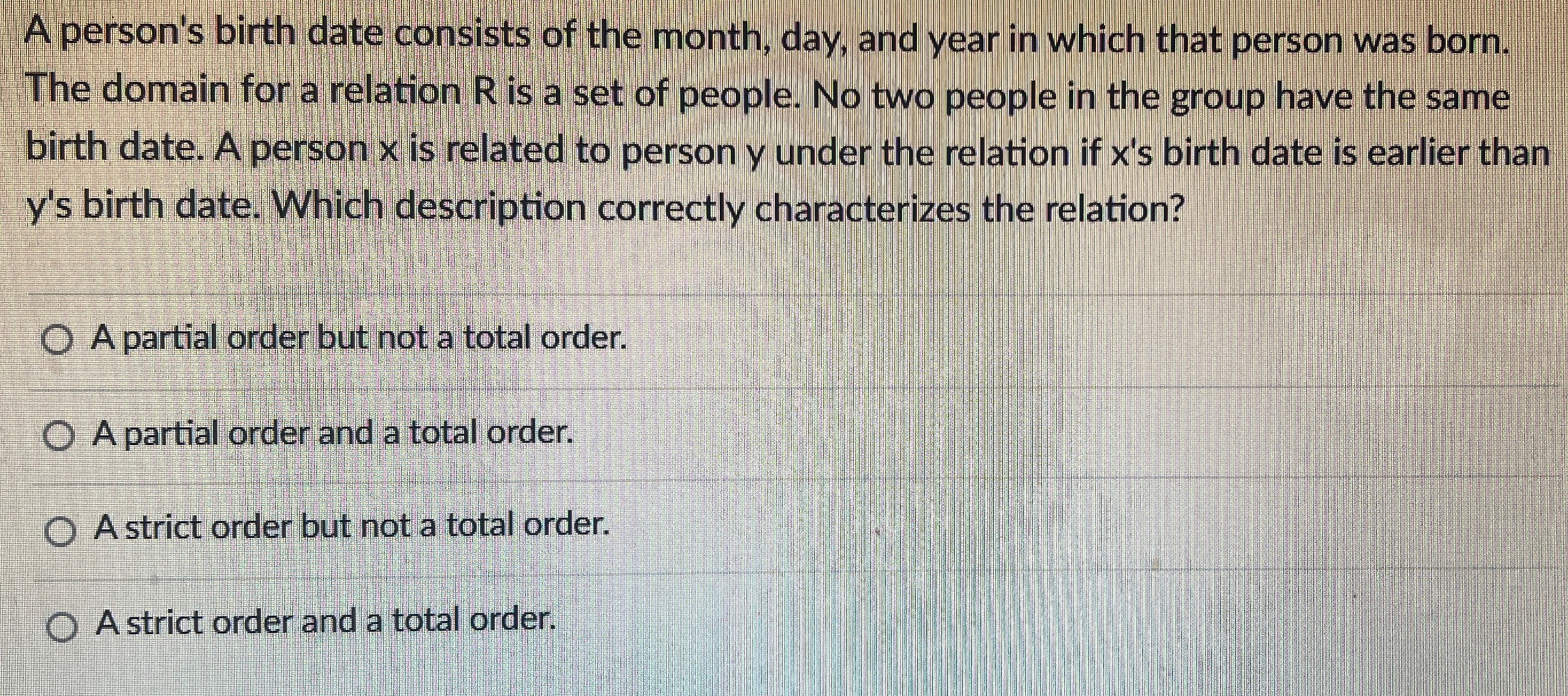 Solved A person's birth date consists of the month, day, and | Chegg.com