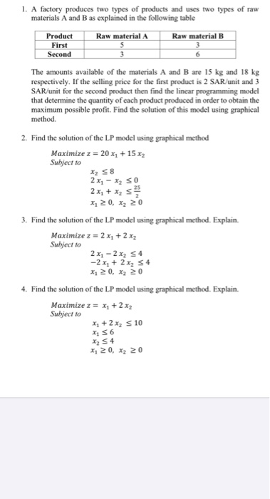 Solved 6 1. A factory produces two types of products and | Chegg.com