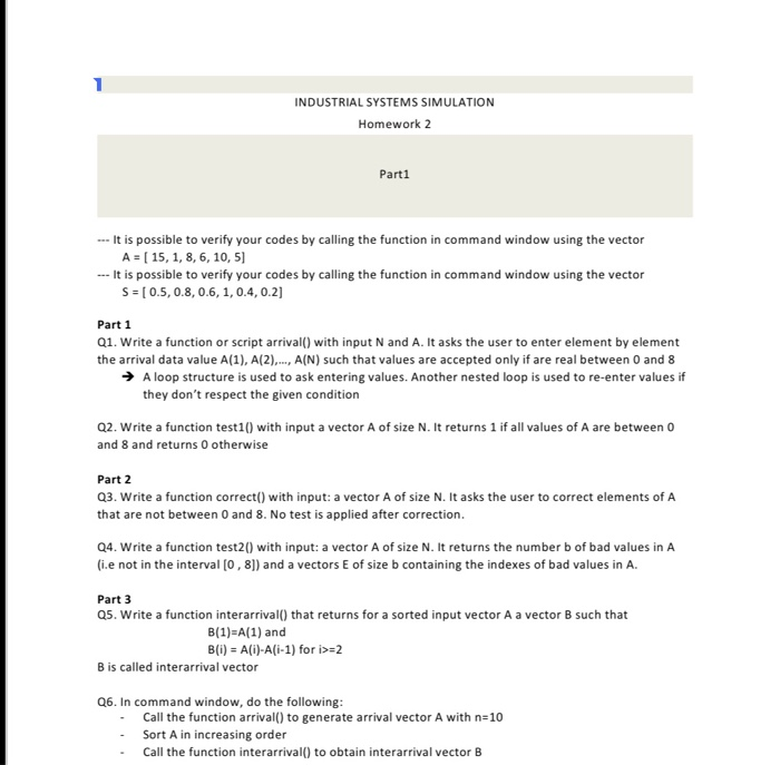 Solved INDUSTRIAL SYSTEMS SIMULATION Homework 2 Parti ... It | Chegg.com