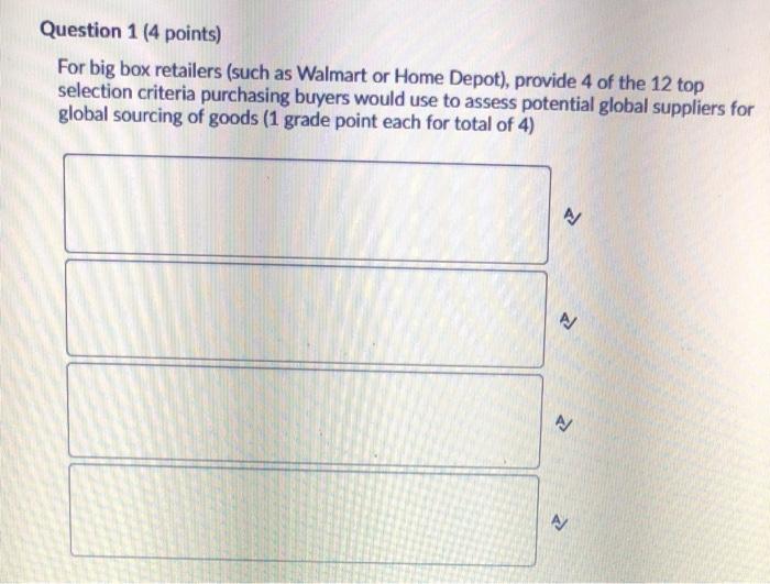 Solved Question 1 (4 points) For big box retailers (such as