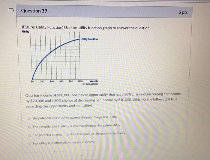 Utility Function Worksheet Answer Key Solved Question 39 2 pts (Figure: Utility Function) Use the | Chegg.com