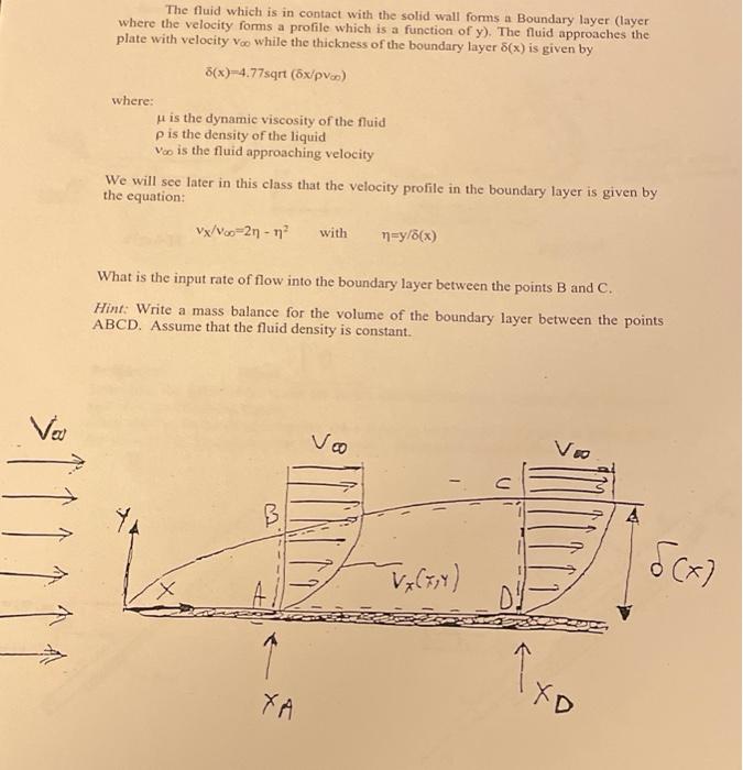 Solved The fluid which is in contact with the solid wall | Chegg.com