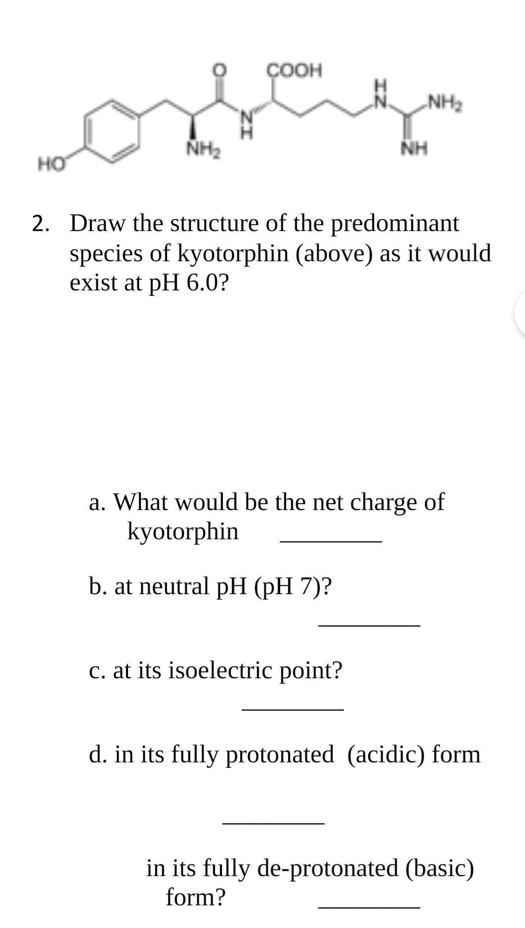 Solved COOH NH2 yang NH2 NH HO 2. Draw the structure of the