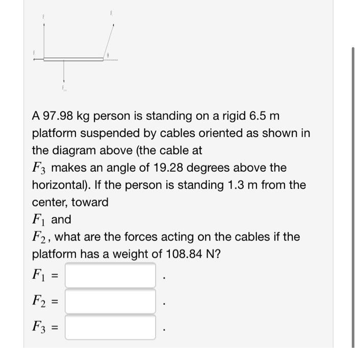 Solved A 97.98 kg person is standing on a rigid 6.5 m | Chegg.com