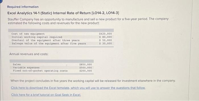 internal rate of return excel template