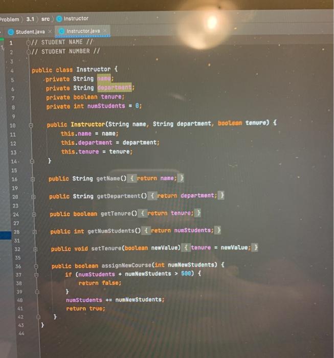 Solved Problem 3.1 Bring over your completed Course.java and | Chegg.com
