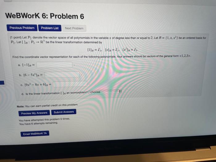 Solved WebWork 6: Problem 6 Previous Problem Problem List | Chegg.com