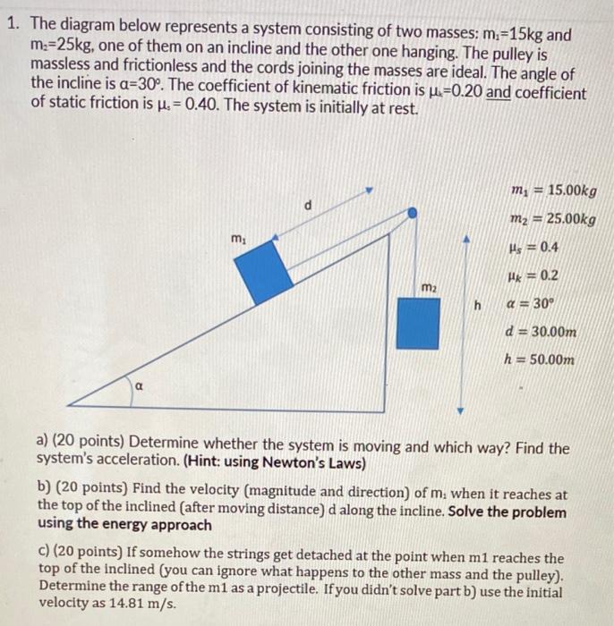 Solved 1. The diagram below represents a system consisting | Chegg.com
