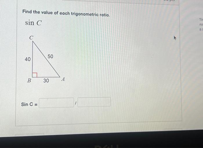 find the value of each trigonometric ratio tan z