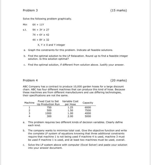 Solved Problem 3 (15 marks) Solve the following problem | Chegg.com