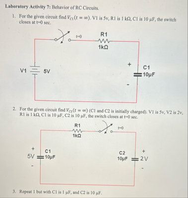Solved Laboratory Activity 7: Behavior of RC Circuits.For | Chegg.com