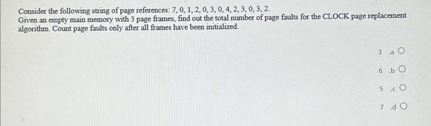 Solved Consider The Following String Of Page References: | Chegg.com