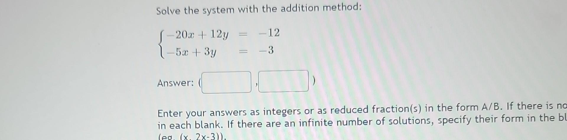 Solved Solve the following system of equations with the | Chegg.com