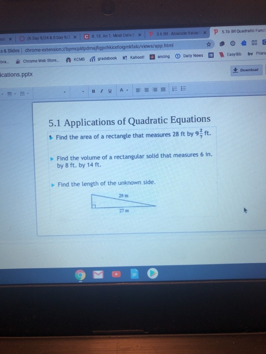 Solved 36 BR Absolute Value X 5.1 BR Quadratic Funct (A