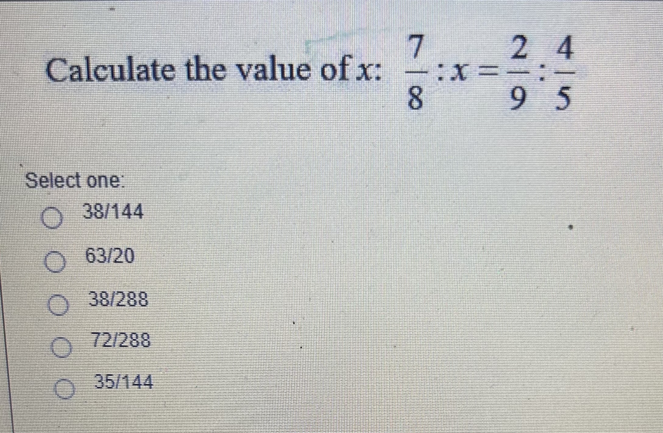 Solved Calculate the value of x:78:x=29:45Select | Chegg.com