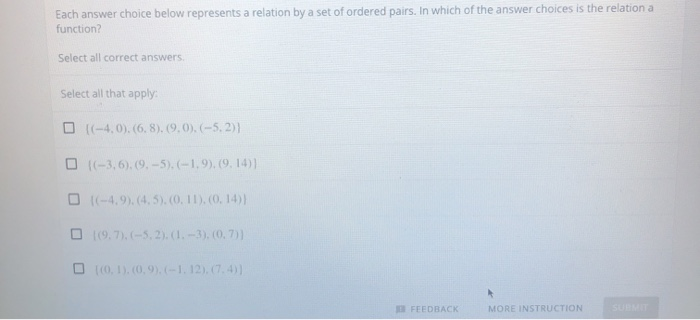 Solved Each Answer Choice Below Represents A Relation By A | Chegg.com