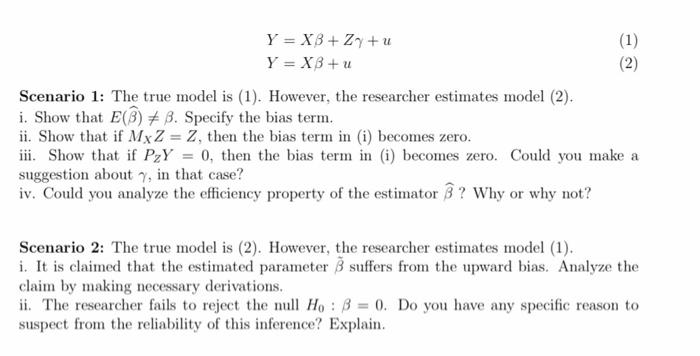 1 2 Y X3 Z1 U Y X8 U Scenario 1 The True Chegg Com