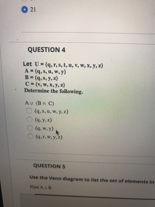 21 Question 4 Let U Q R S T U V W X Y Z Chegg Com