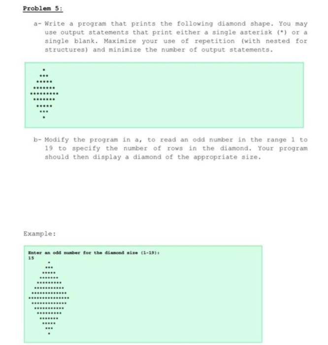 Solved Problem 5: a- Write a program that prints the | Chegg.com