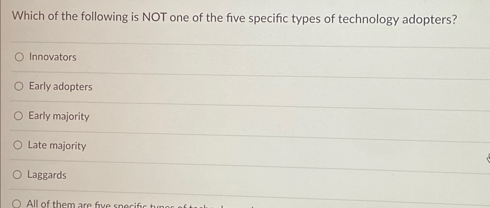 Solved Which Of The Following Is Not One Of The Five Chegg