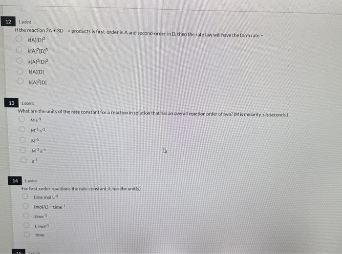 Solved If the reaction 2A+3D→ products is first-order in A | Chegg.com