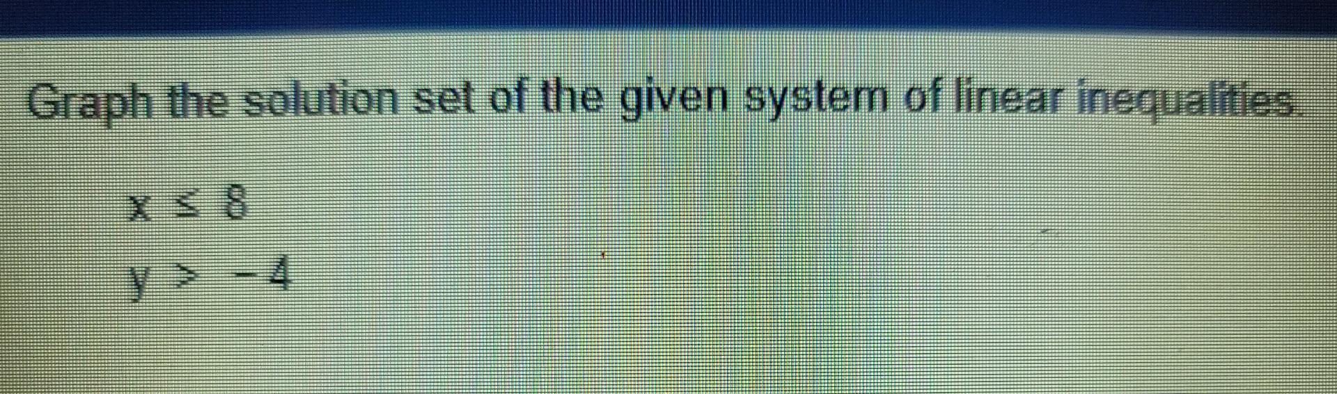 Solved Graph the solution set of the given system of linear | Chegg.com