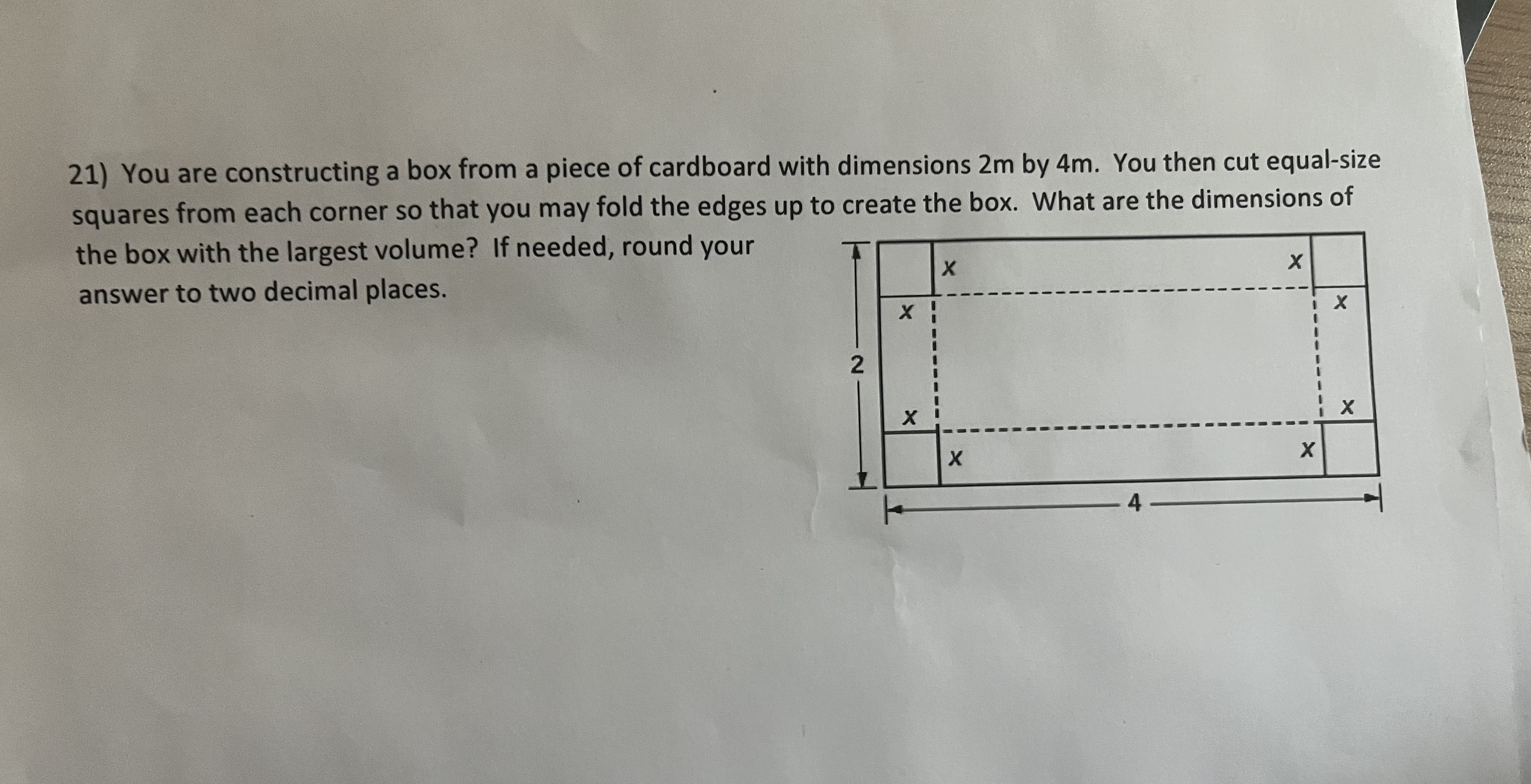 Solved You are constructing a box from a piece of cardboard | Chegg.com