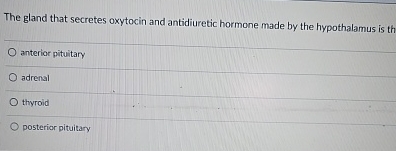 Solved The gland that secretes oxytocin and antidiuretic | Chegg.com