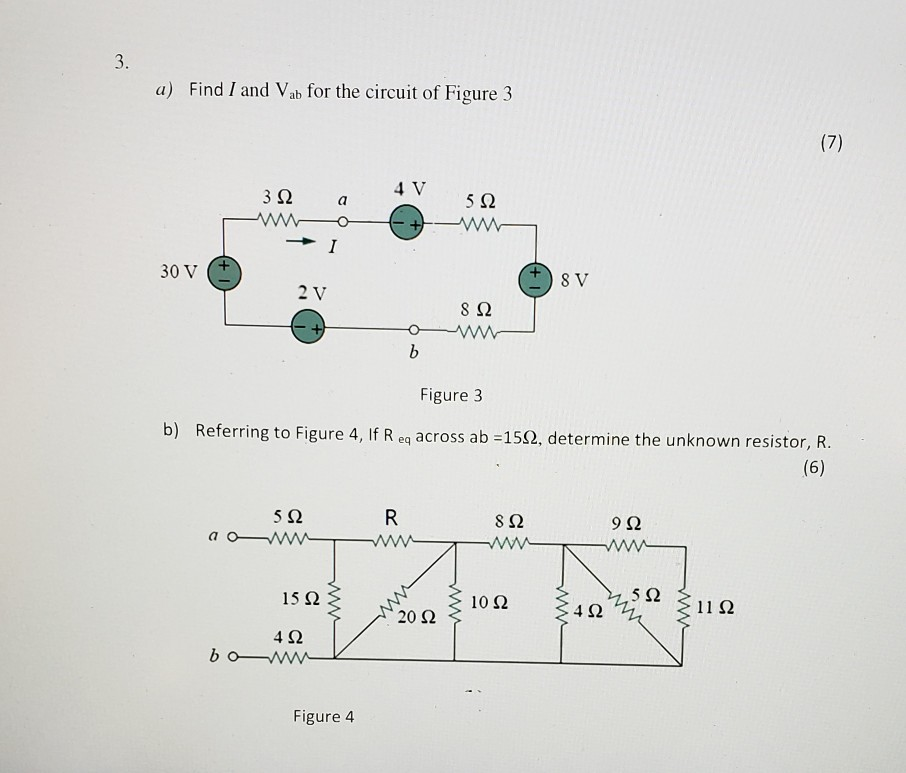Solved 3. a) Find I and Vab for the circuit of Figure 3 (7) | Chegg.com