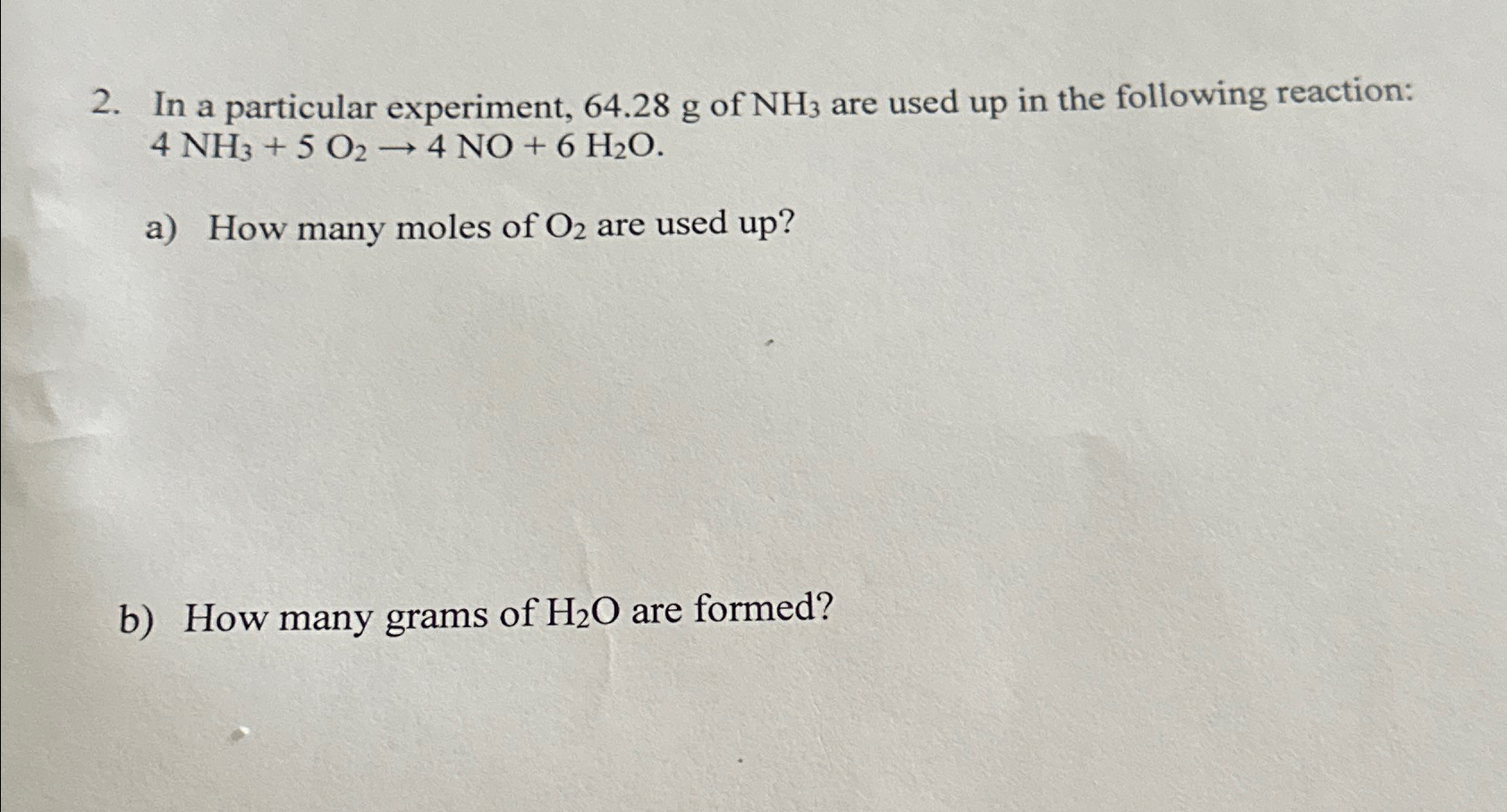 Solved In a particular experiment, 64.28g ﻿of NH3 ﻿are used | Chegg.com