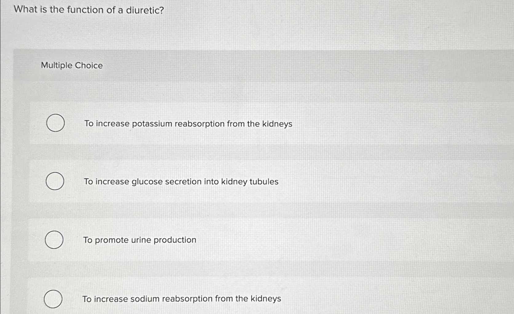 Solved What Is The Function Of A Diuretic?Multiple Choice | Chegg.com