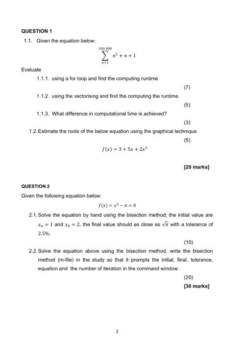 Solved 1.1. Given the equation below: ∑n=1100000n2+n+1 | Chegg.com