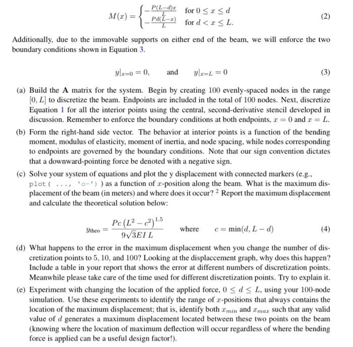 Solved 1. Euler-Bernoulli Beam Bending In This Problem, We | Chegg.com