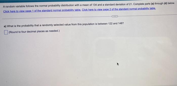 Solved A random variable follows the normal probability | Chegg.com