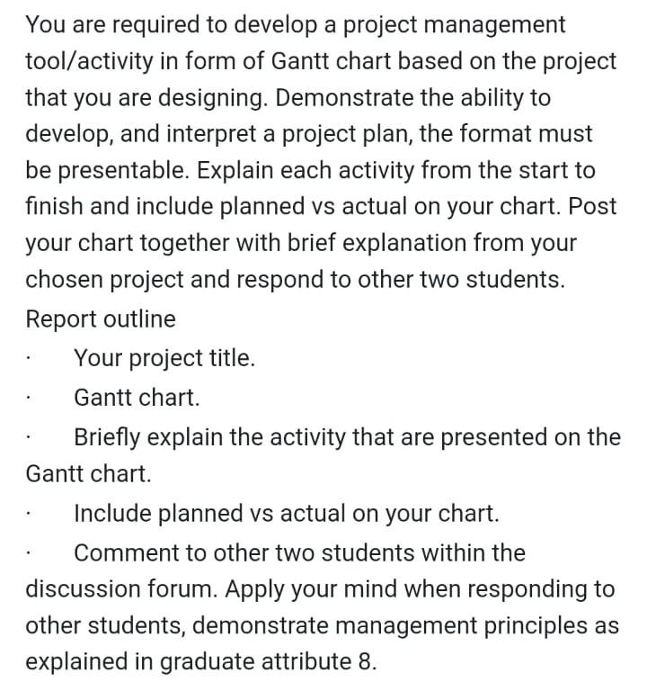 Solved You are required to develop a project management | Chegg.com
