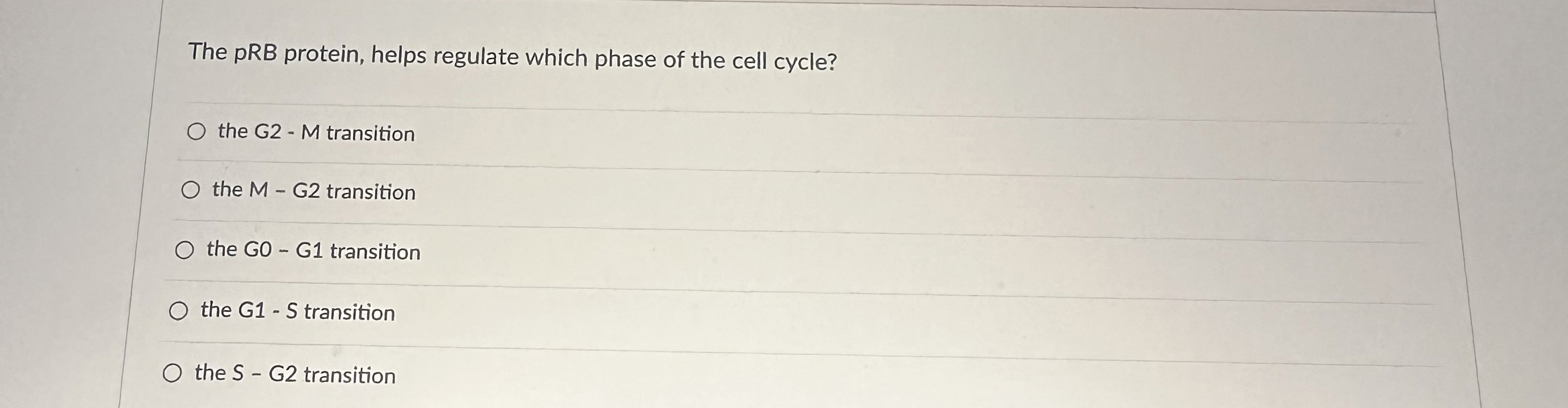 Solved The PRB Protein, Helps Regulate Which Phase Of The | Chegg.com