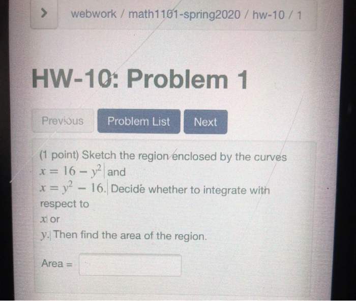 Solved HW-10: Problem 6 Previous Problem List Next (1 point) | Chegg.com