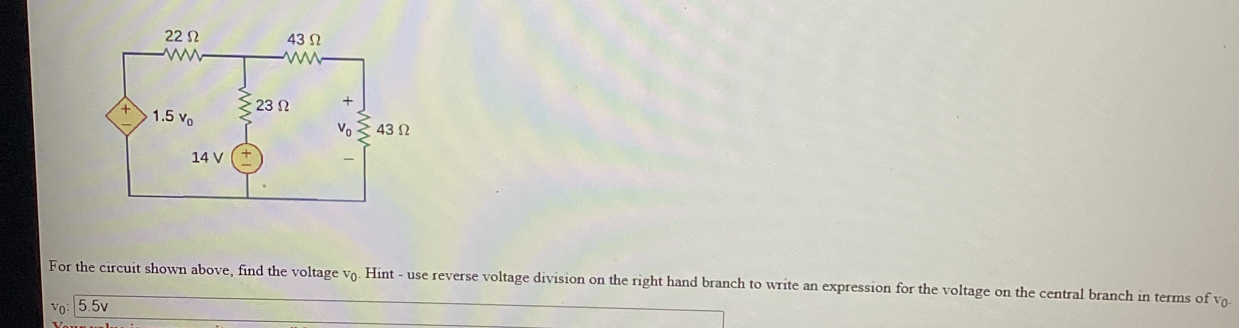 Solved For the circuit shown above, find the voltage v0. | Chegg.com