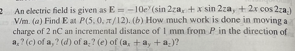 Solved An electric field is given as | Chegg.com