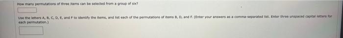 Solved How many permitations of three items can be selected | Chegg.com