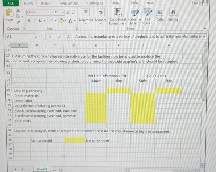 Solved Alanco. Inc. manufactures a variety of products and