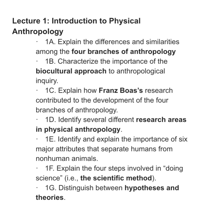 Lecture 1: Introduction To Physical Anthropology . | Chegg.com