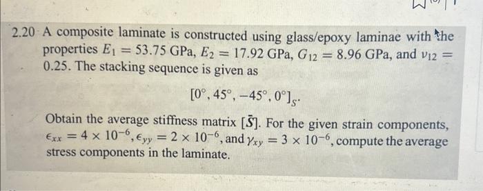 Solved 20. A composite laminate is constructed using | Chegg.com