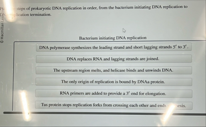 Solved steps of prokaryotic DNA replication in order, from | Chegg.com 