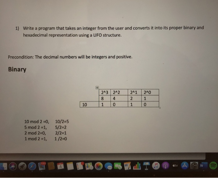 Solved 1) Write a program that takes an integer from the | Chegg.com