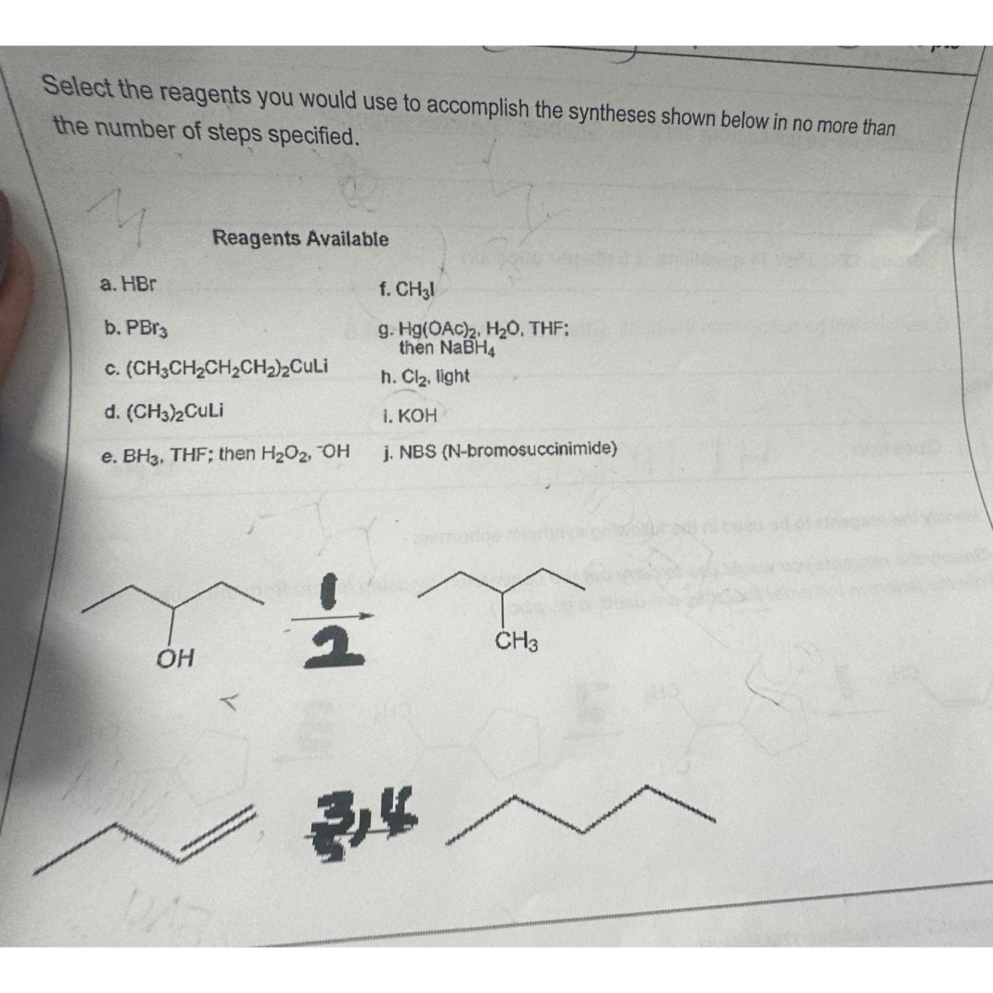 Solved Select The Reagents You Would Use To Accomplish The | Chegg.com