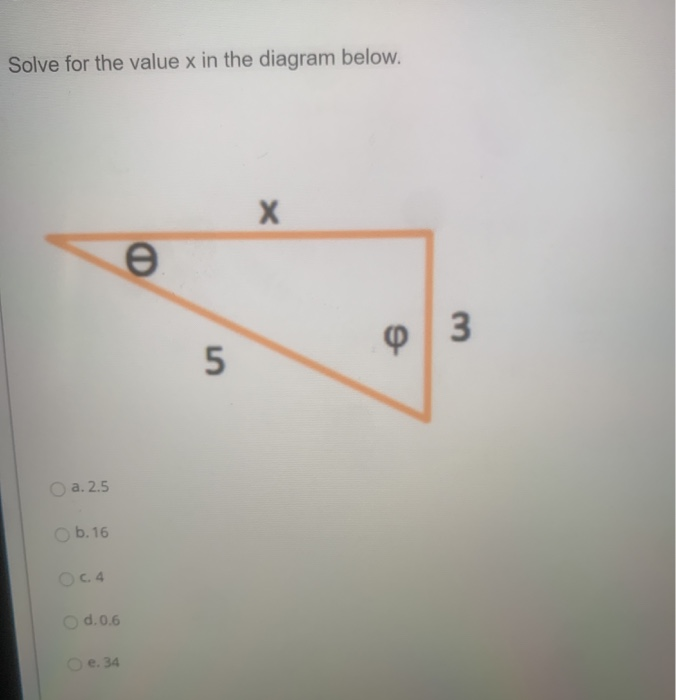 Solved Solve for the value x in the diagram below. х e φ 3 5 | Chegg.com