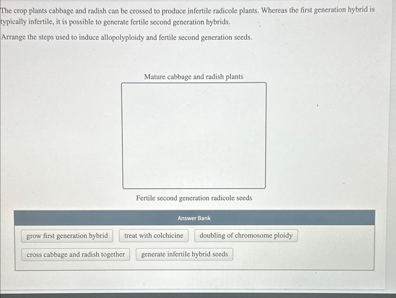 Solved The crop plants cabbage and radish can be crossed to | Chegg.com