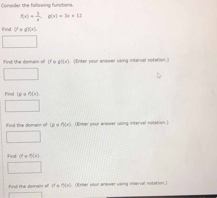 Solved Consider The Following Functions F X 3 G X 3x