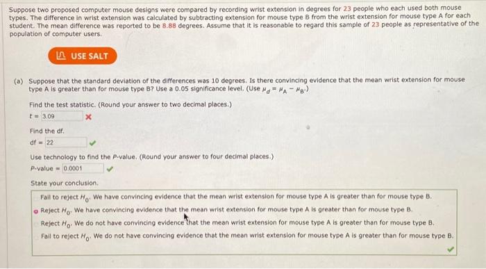 Solved Suppose two proposed computer mouse designs were | Chegg.com